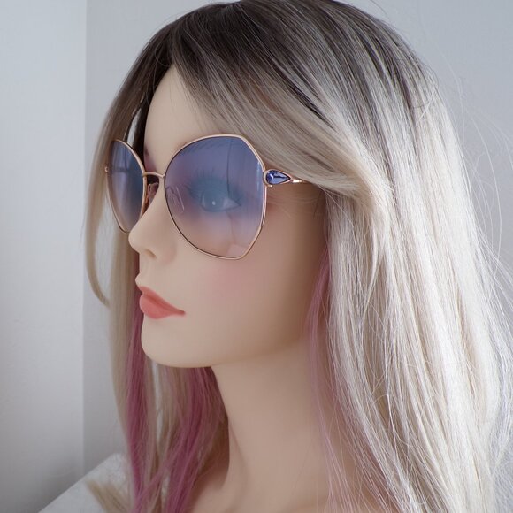 Swarovski Crystal Teardrop Detail Butterfly Shades Rose Gold Violet Sparkle 57mm main image 15